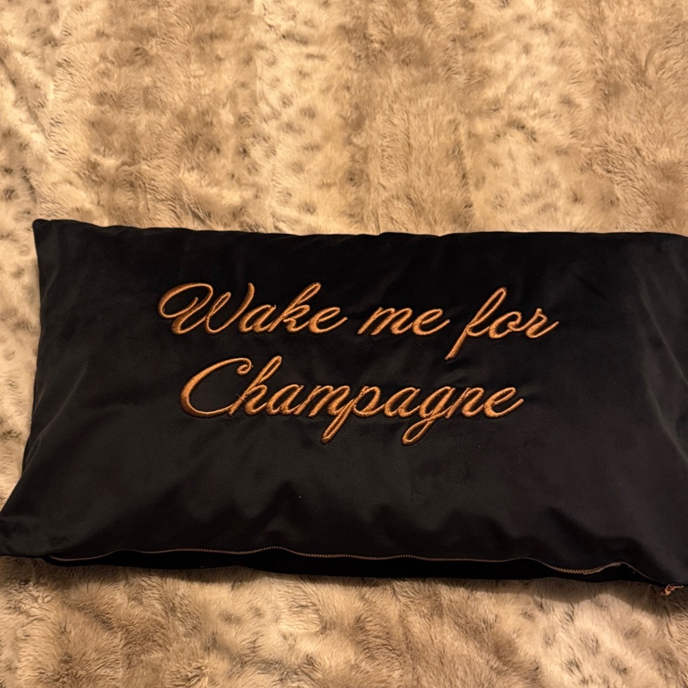 Ted Baker London Wake me up for Champagne 🍾  Navy Velvet Pillow Gold Embroidery - Picture 3 of 6